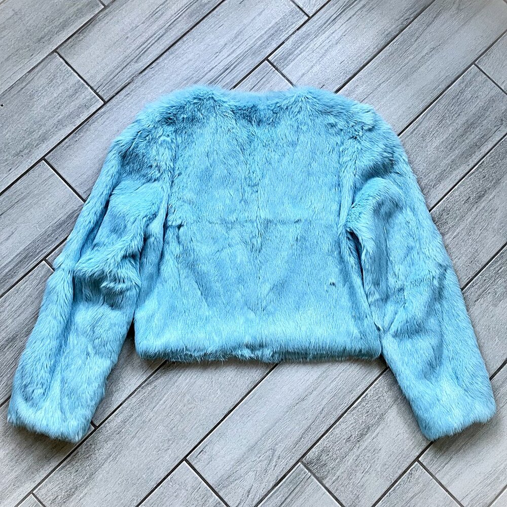 Bebe Y2K Rabbit Fur Jacket Aqua Blue – New - Picture 4 of 11